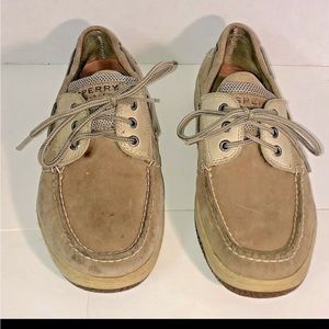 SPERRY Men's Top Sider Boat Shoes Loafers Leather Light Brown #0799023 Size: 9W